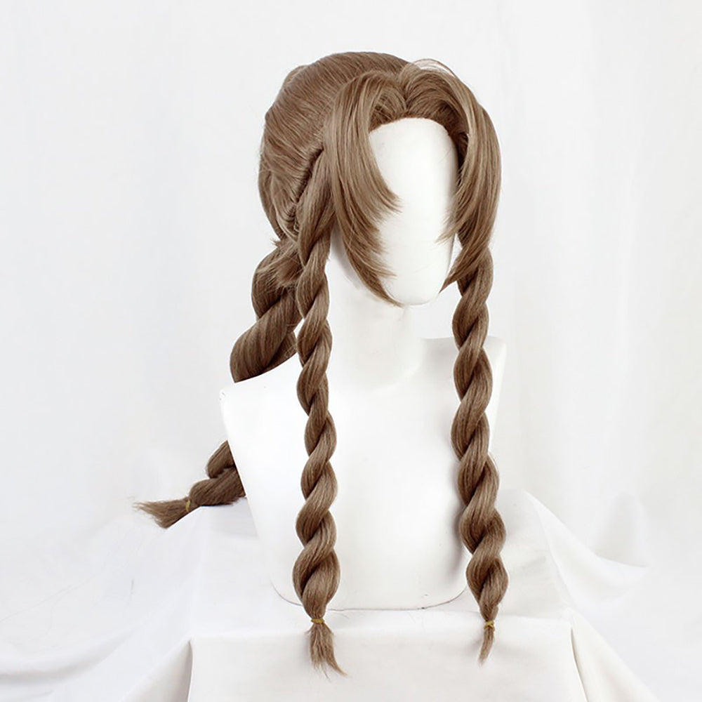 Final Fantasy FFVII Ever Aerith Gainsborough Brown Cosplay Wig