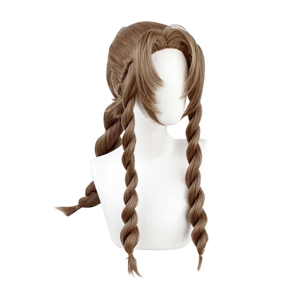 Final Fantasy FFVII Ever Aerith Gainsborough Brown Cosplay Wig