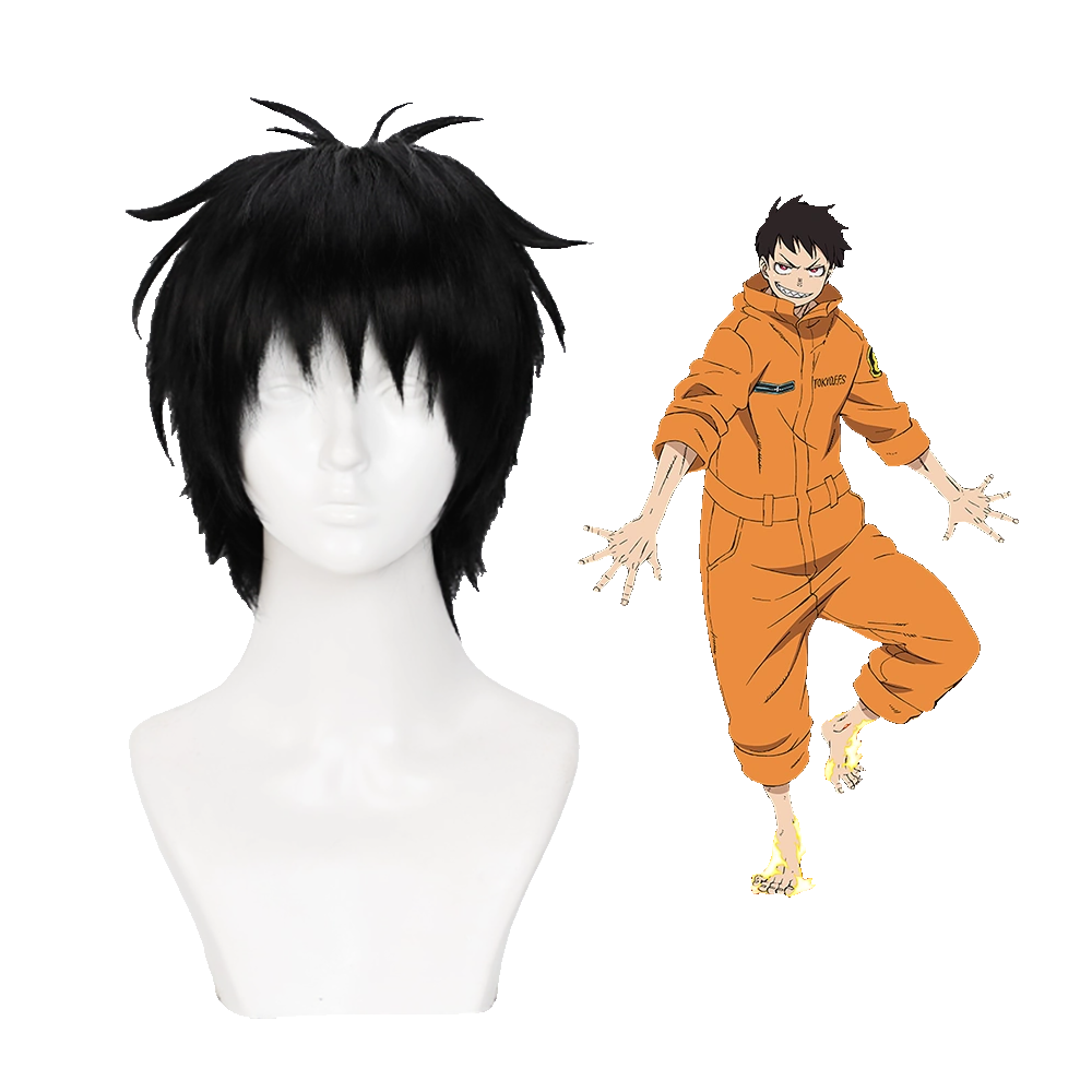 Fire Force Shinra Kusakabe Black Cosplay Wig
