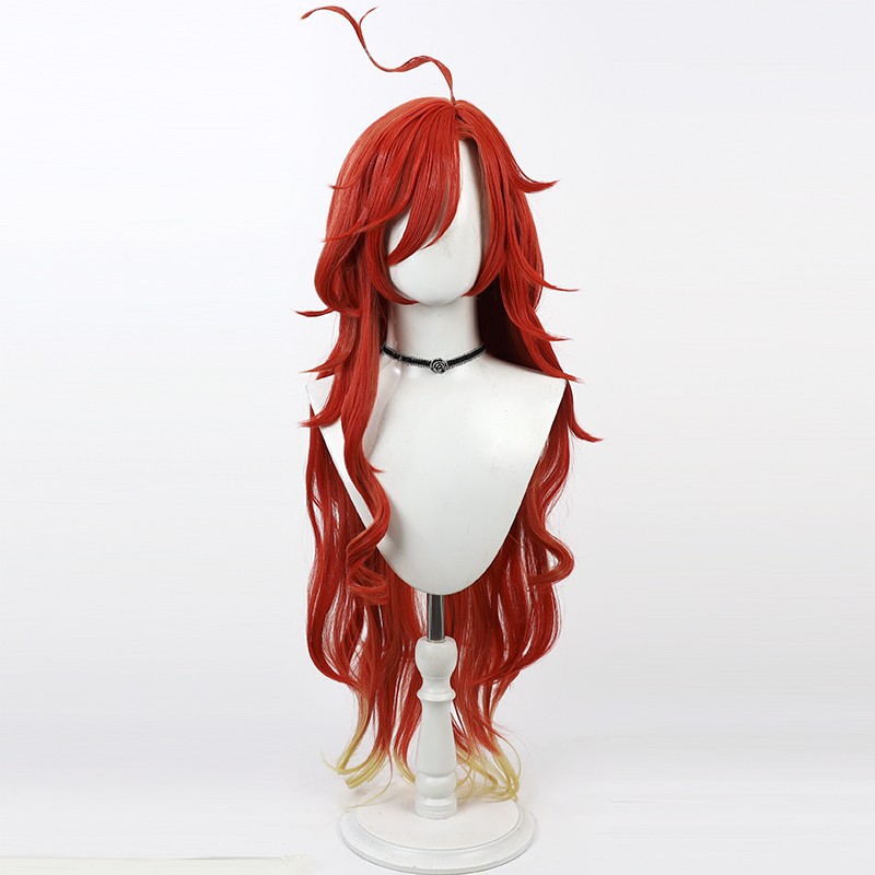 Genshin Impact Mavuika Red Cosplay Wig