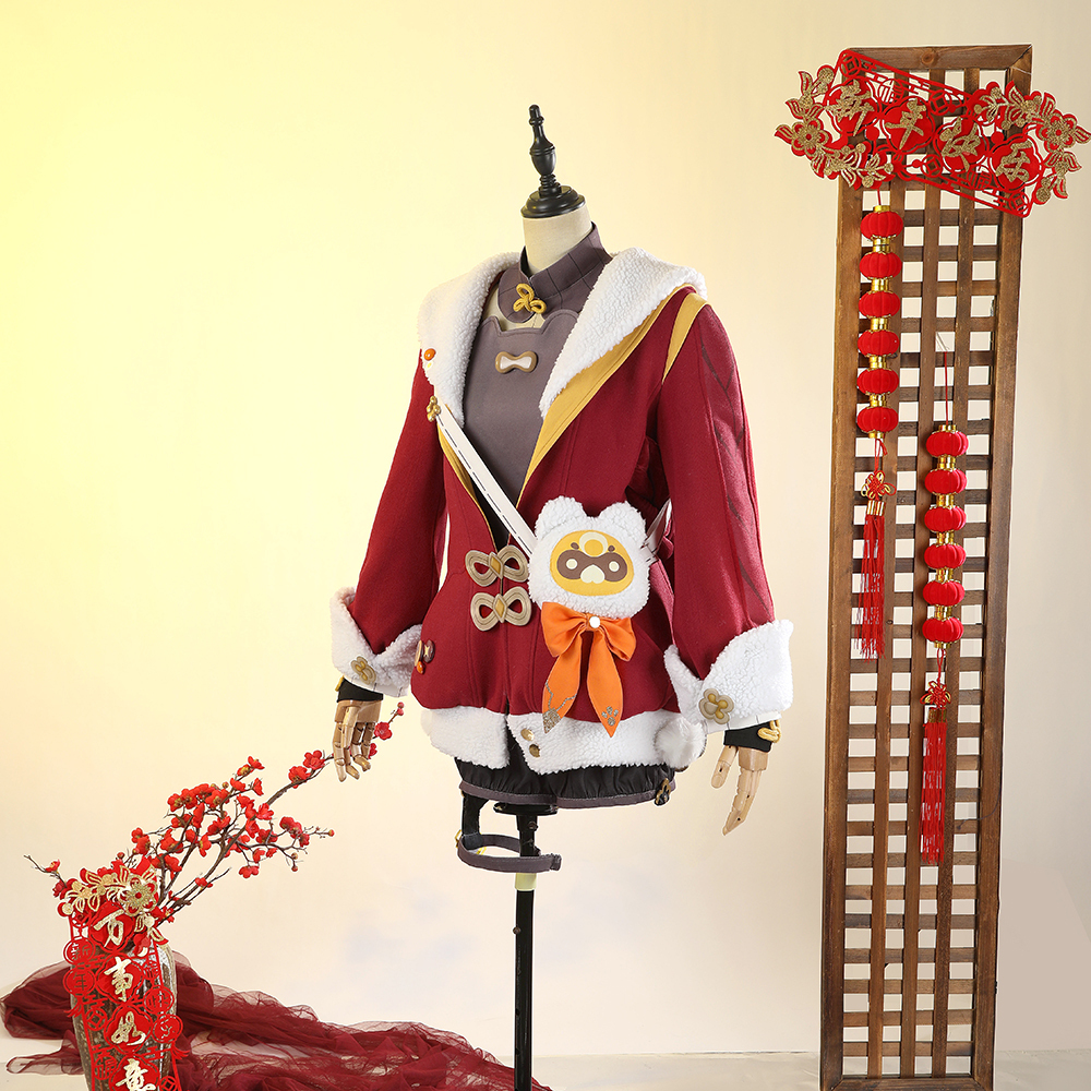 Genshin Impact Xiangling Skin New Year's Cheer Cosplay Costume