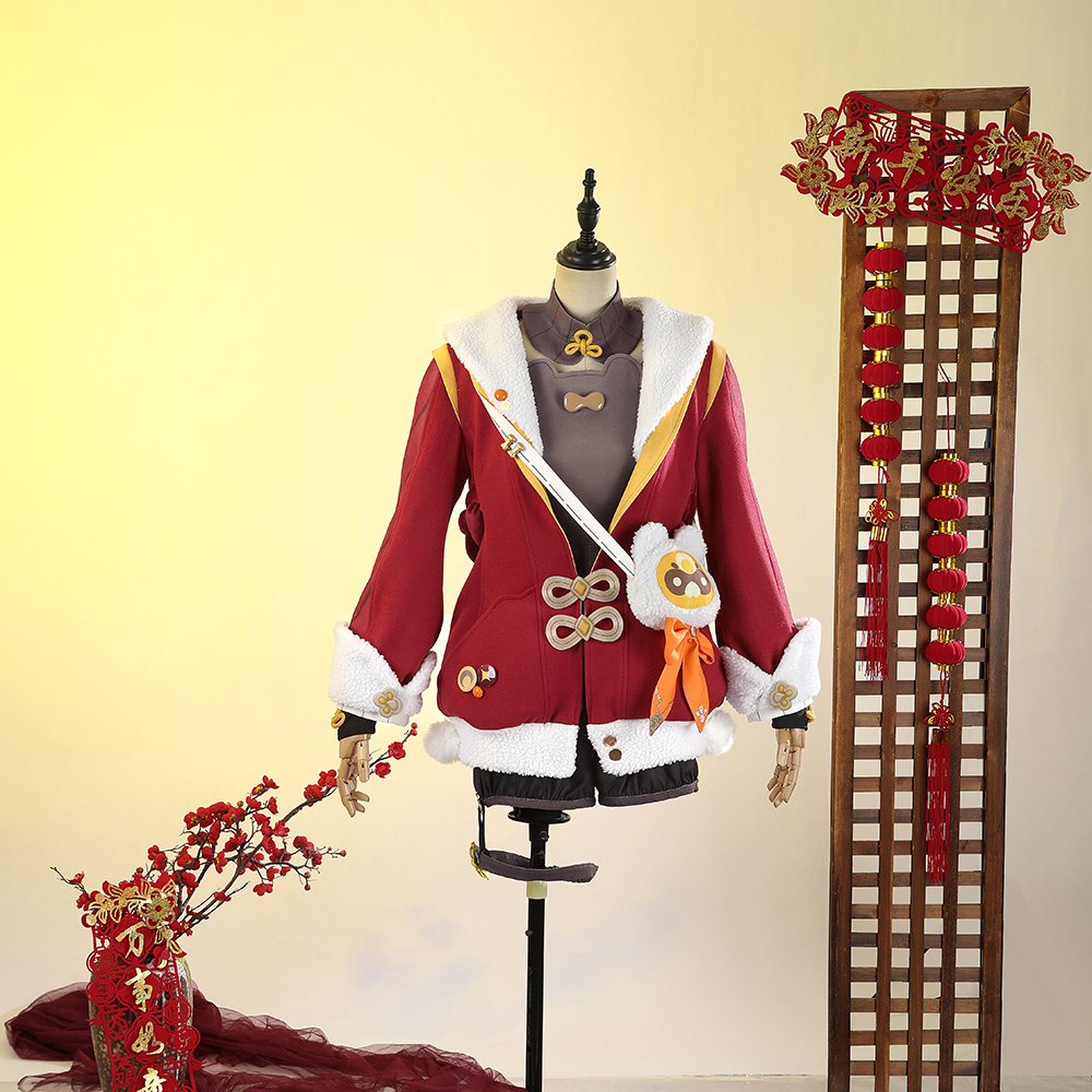 Genshin Impact Xiangling Skin New Year's Cheer Cosplay Costume