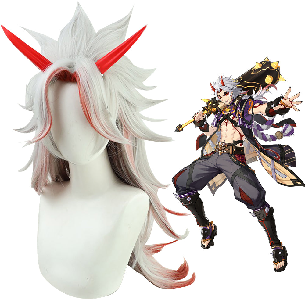Genshin Impact Arataki Itto Silver Cosplay Wig