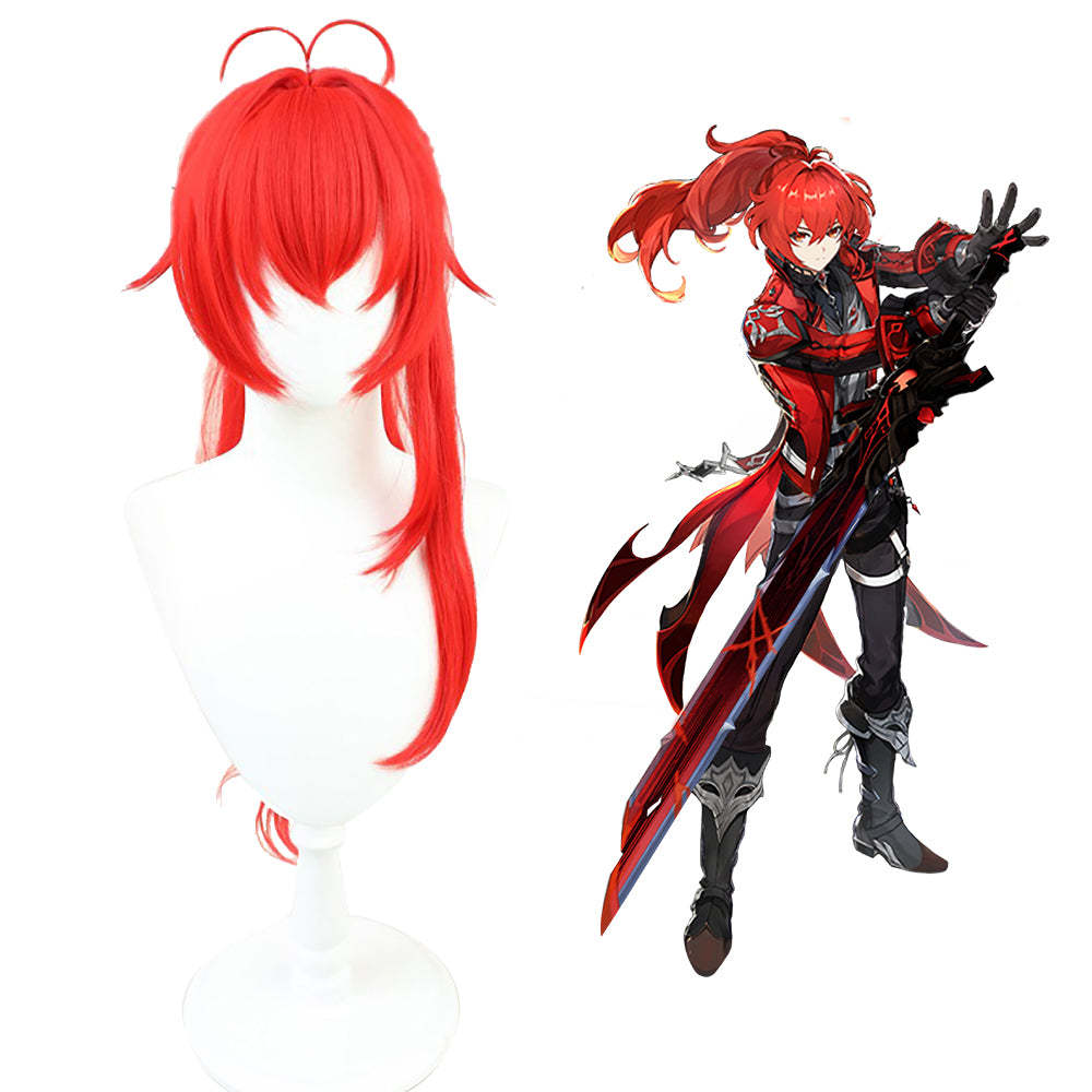 Genshin Impact Red Dead of Night Diluc Red Cosplay Wig-Cosplay Instrumentality Project