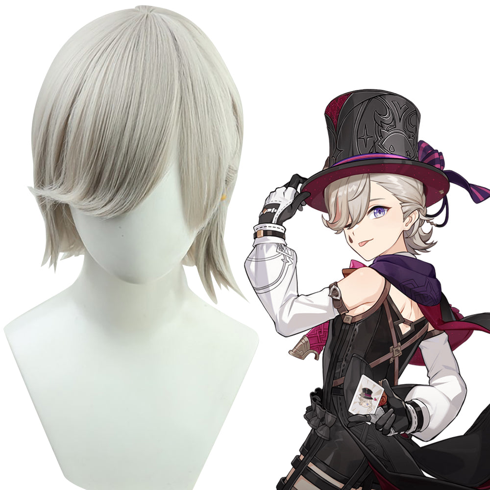 Genshin Impact Lyney White Cosplay Wig