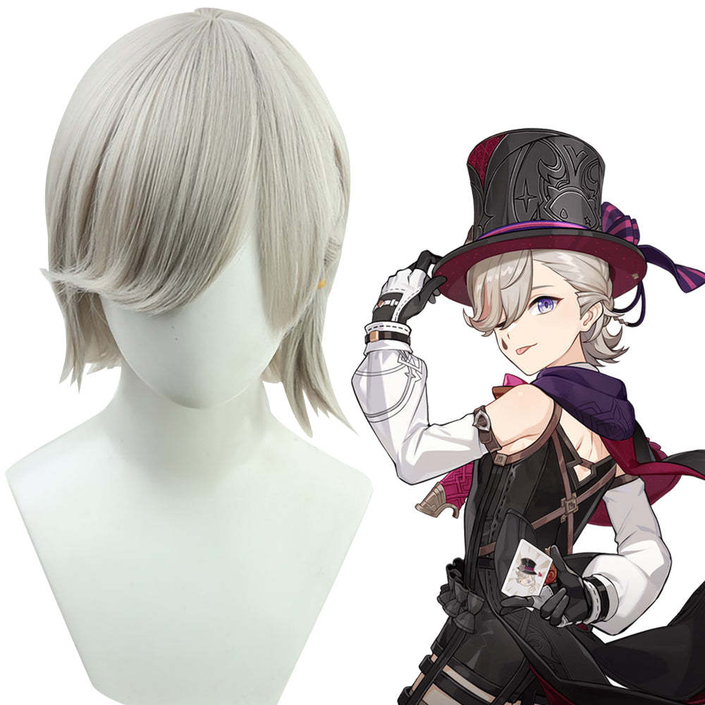 Genshin Impact Lyney White Cosplay Wig