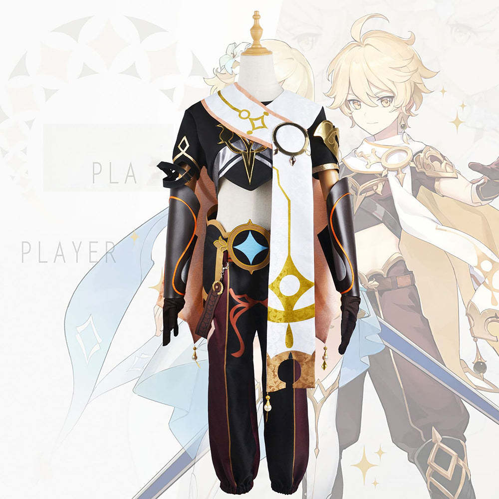 Genshin Impact Male Traveler Aether Cosplay Costume