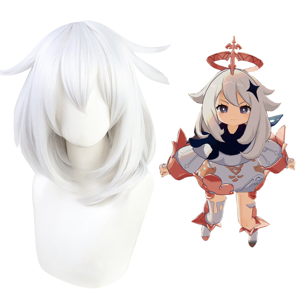 Genshin Impact Paimon White Cosplay Wig