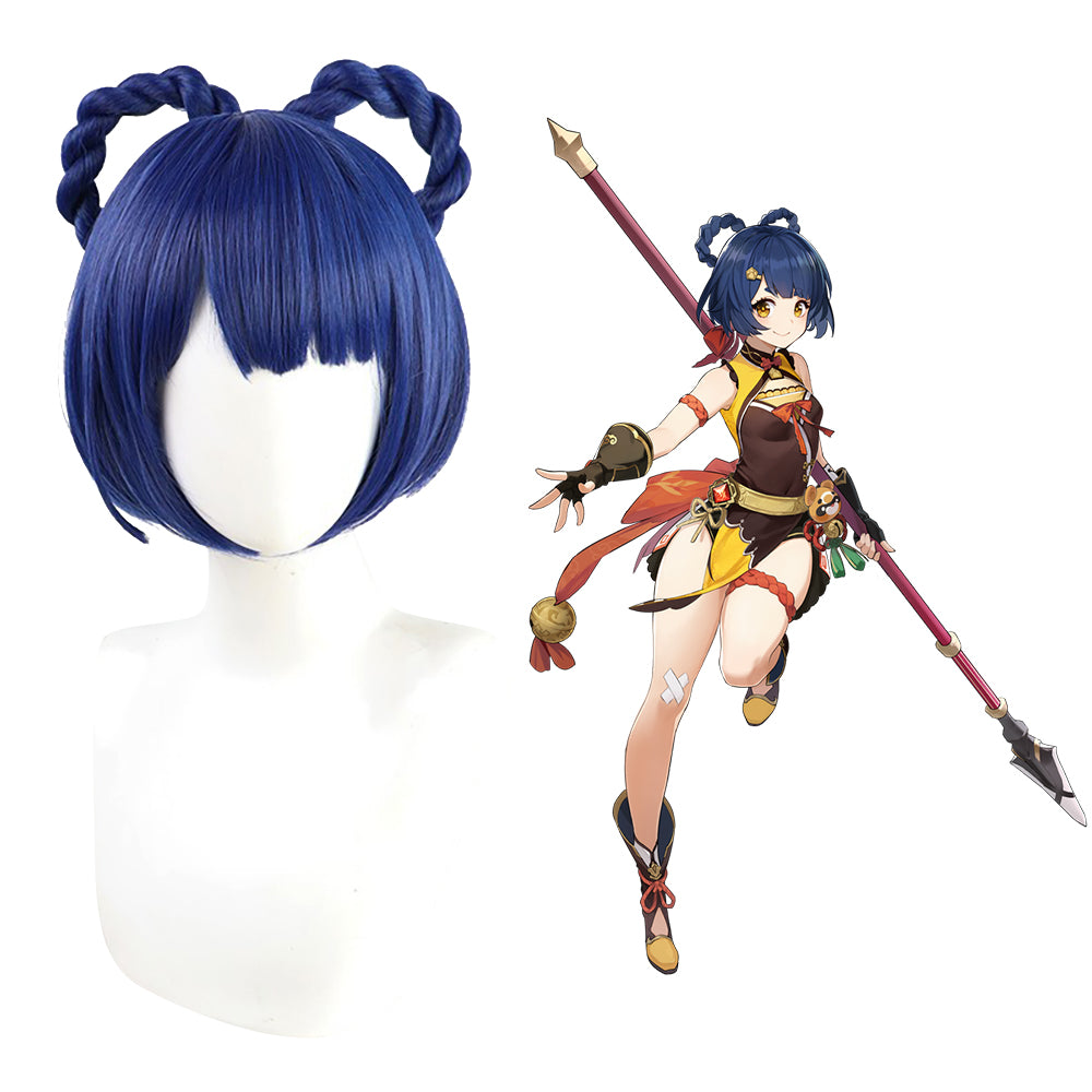 Genshin Impact Xiangling Blue Cosplay Wig