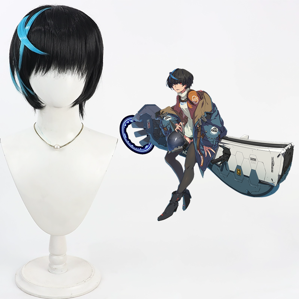 Guilty Gear Strive: Dual Rulers Unika Black Blue Cosplay Wig