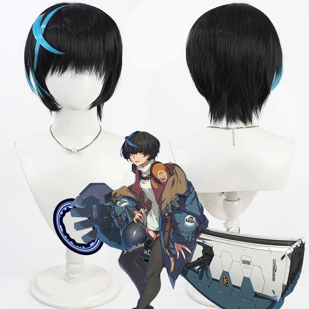 Guilty Gear Strive: Dual Rulers Unika Black Blue Cosplay Wig