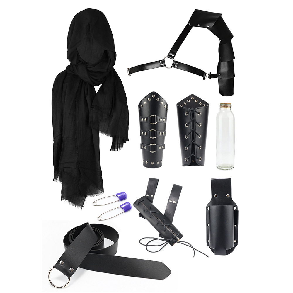 Halloween Carnival Accessories Set Medieval Knight Belt Wrist Guard Shoulder Guard Scabbard Viking cosplay props-Cosplay Instrumentality Project