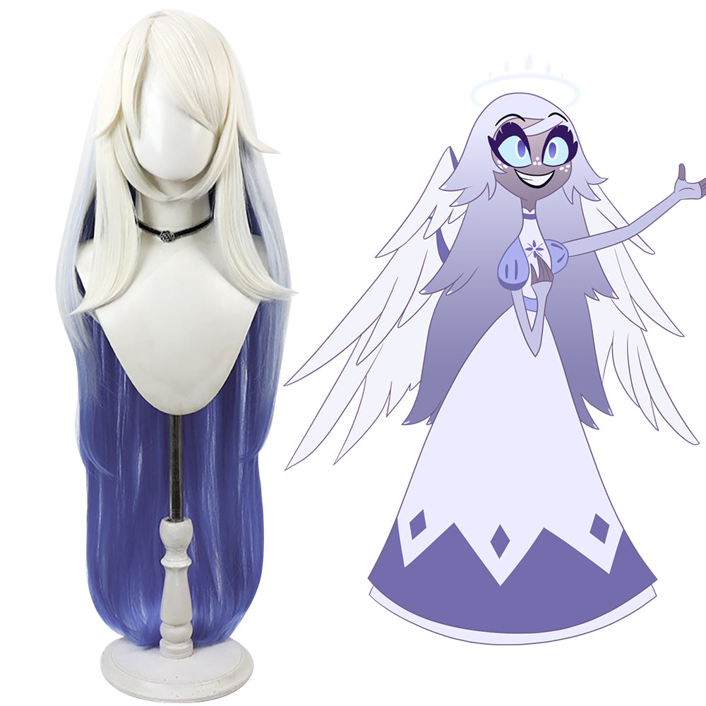 Hazbin Hotel Emily White Purple Cosplay Wig