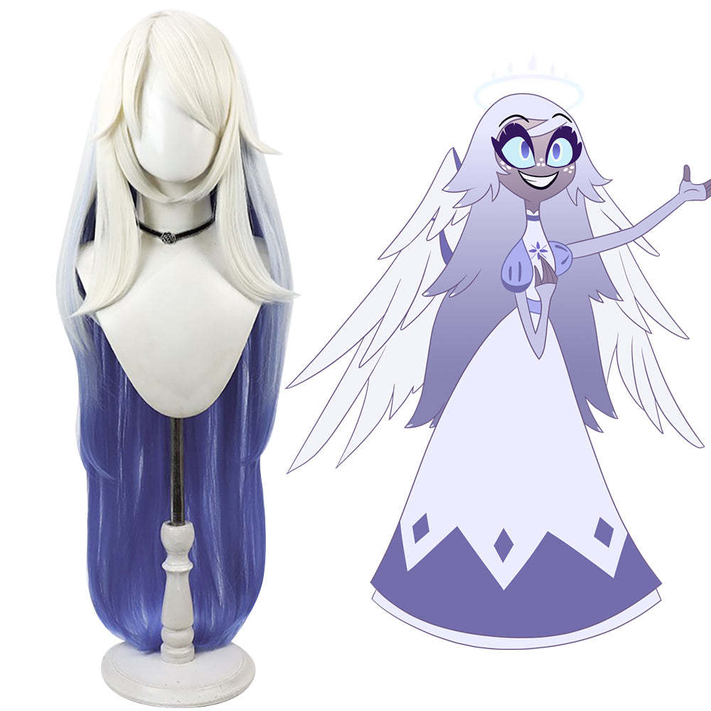 Hazbin Hotel Emily White Purple Cosplay Wig