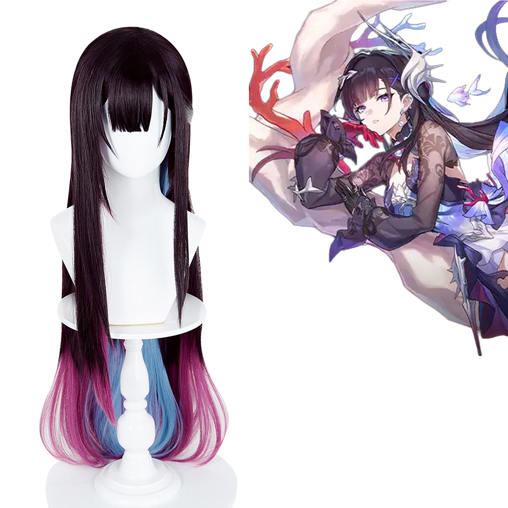 Honkai: Star Rail Hysilens Black Pink Cosplay Wig