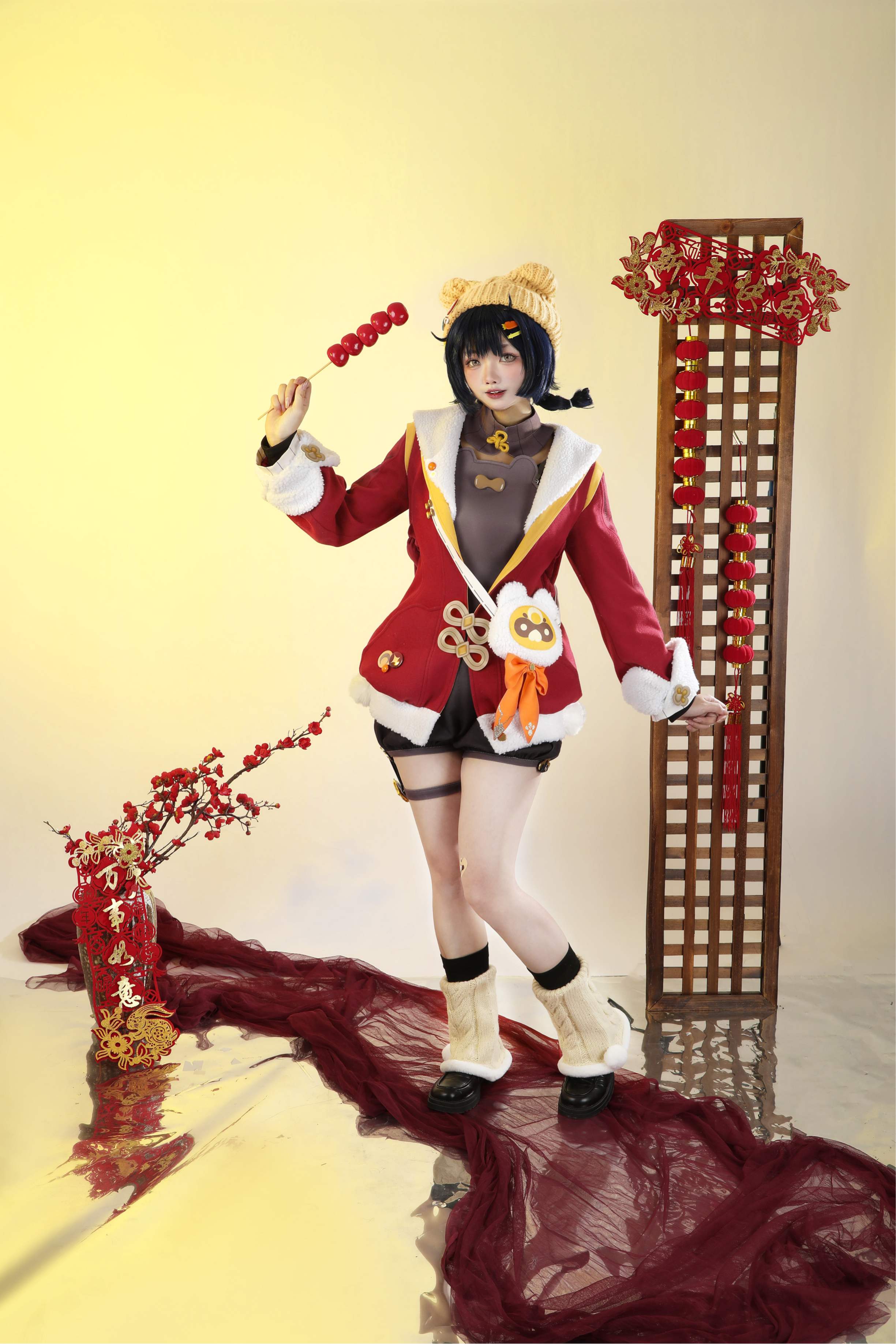Genshin Impact Xiangling Skin New Year's Cheer Cosplay Costume