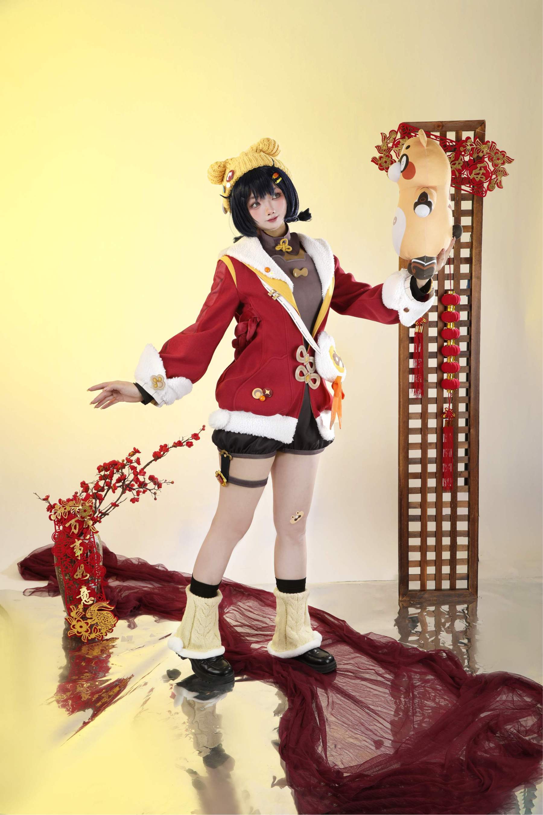 Genshin Impact Xiangling Skin New Year's Cheer Cosplay Costume