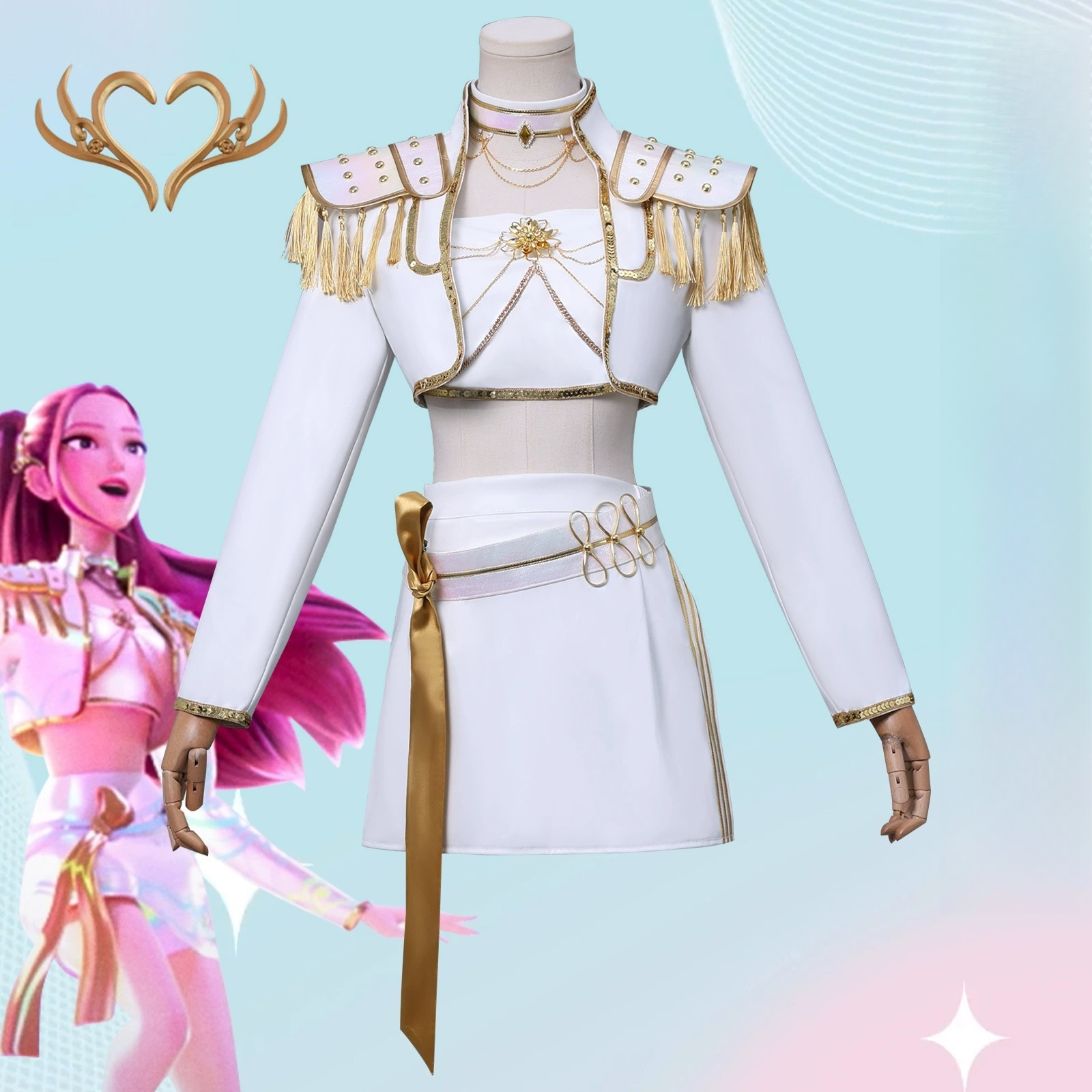 KPop Demon Hunters Mira White Stage Clothes Cosplay Costume