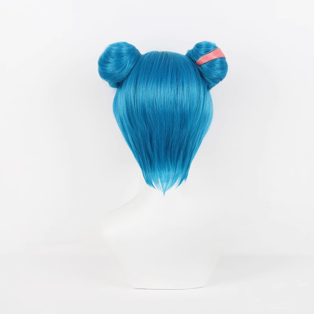 League of Legends Arcane 2 Powder Jinx Alternate Universe Blue Bun Hair Cosplay Wig