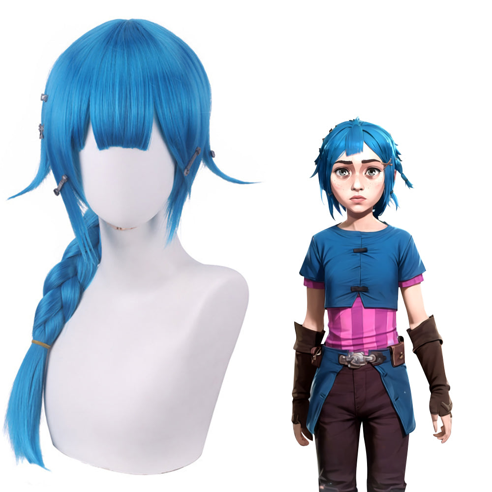 League of Legends LOL Arcane Young Jinx Powder Blue Cosplay Wig-Cosplay Instrumentality Project