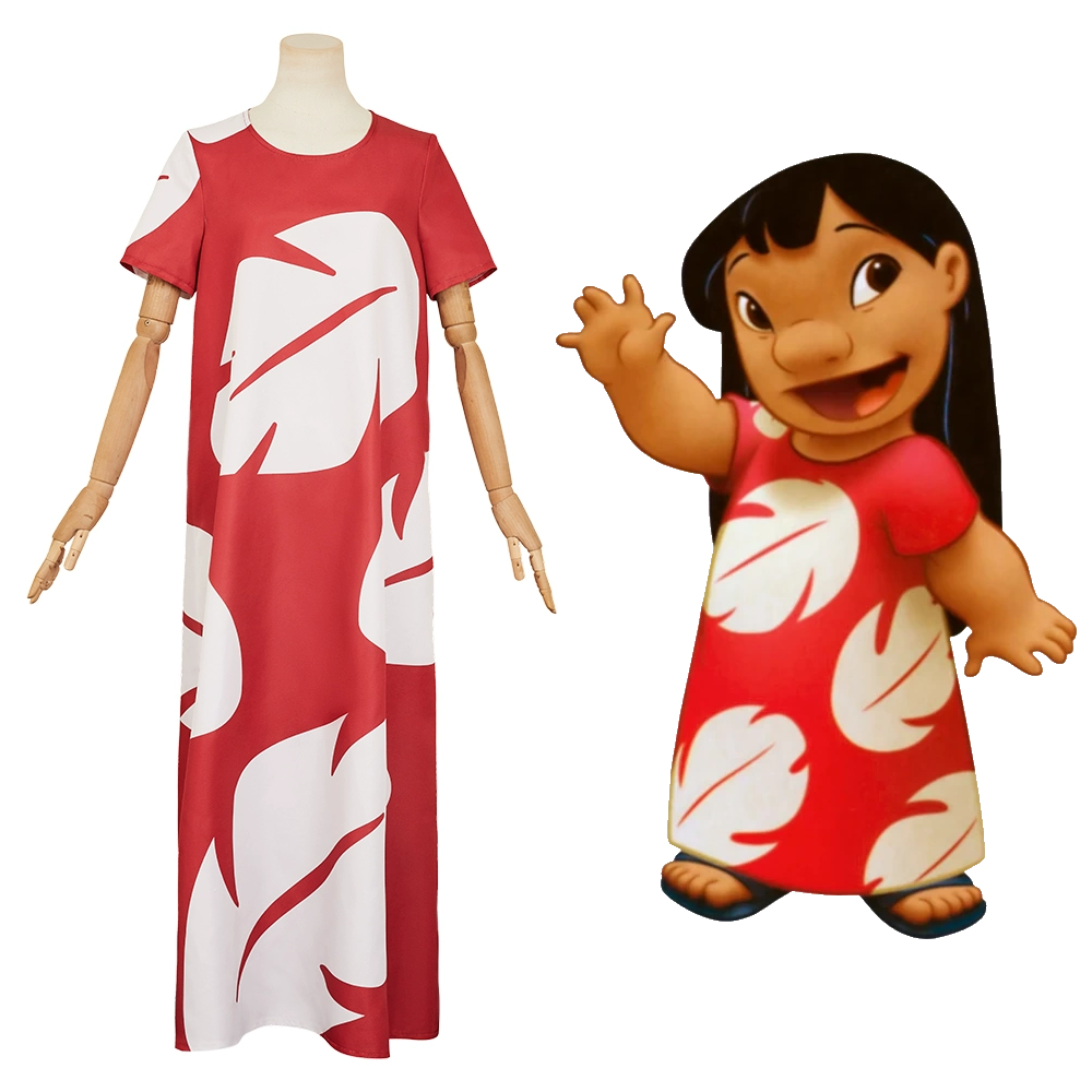 Lilo & Stitch Anime Lilo Pelekai Red Dress Cosplay Costume