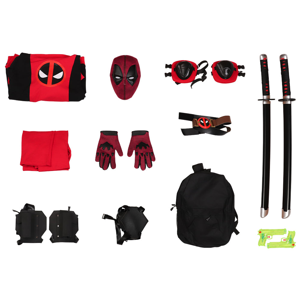 Deadpool 3 Deadpool & Wolverine Teenager Deadpool Hoodie Cosplay Costume