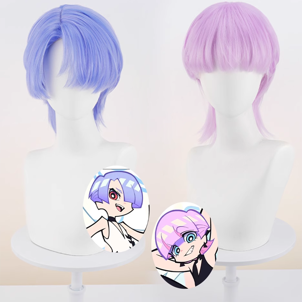 New Panty And Stocking with Garterbelt Brothers Polyester Polyurethane Blue Purple Cosplay Wig