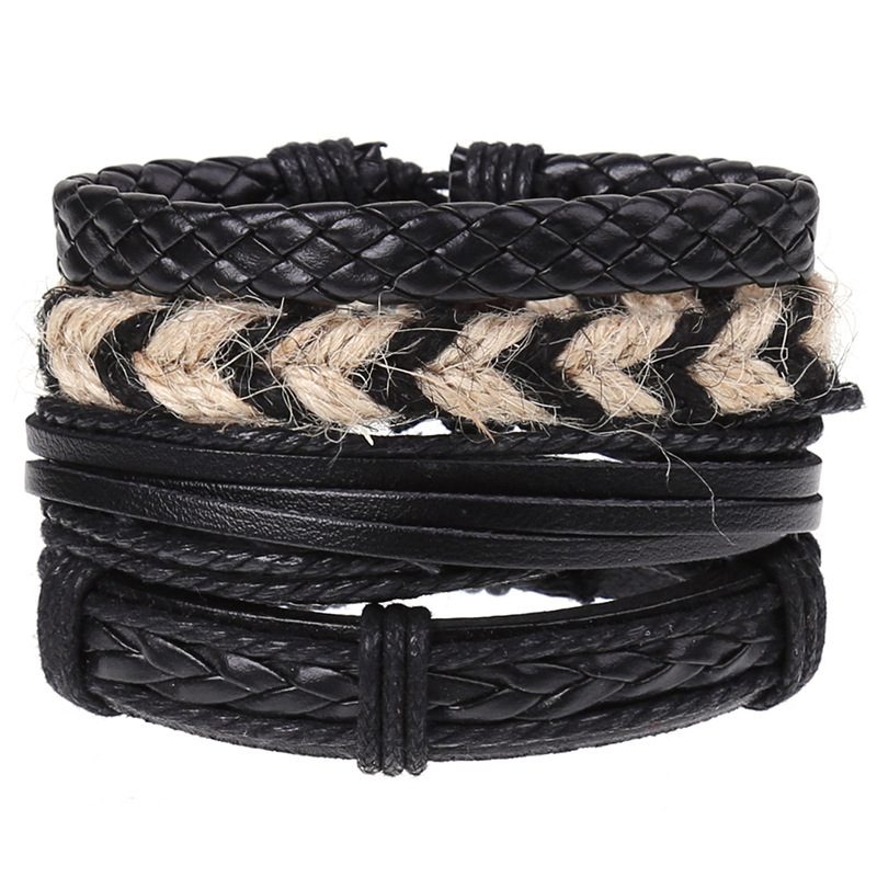 New Vintage Braided Combination Set Cowhide Hand Rope Popular Diy Leather Bracelet Prop-Cosplay Instrumentality Project