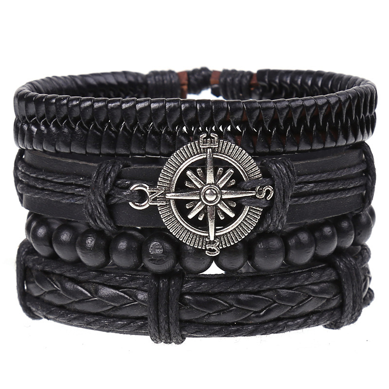 New Vintage Braided Combination Set Cowhide Hand Rope Popular Diy Leather Bracelet Prop-Cosplay Instrumentality Project