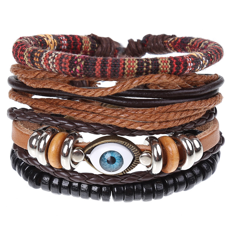 New Vintage Braided Combination Set Cowhide Hand Rope Popular Diy Leather Bracelet Prop-Cosplay Instrumentality Project