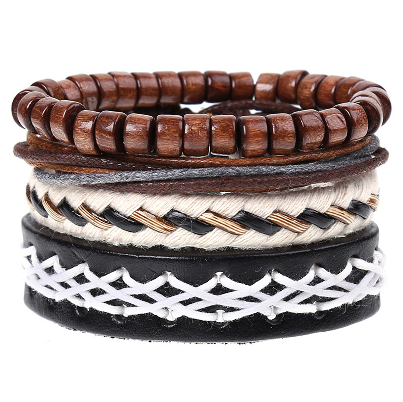 New Vintage Braided Combination Set Cowhide Hand Rope Popular Diy Leather Bracelet Prop-Cosplay Instrumentality Project