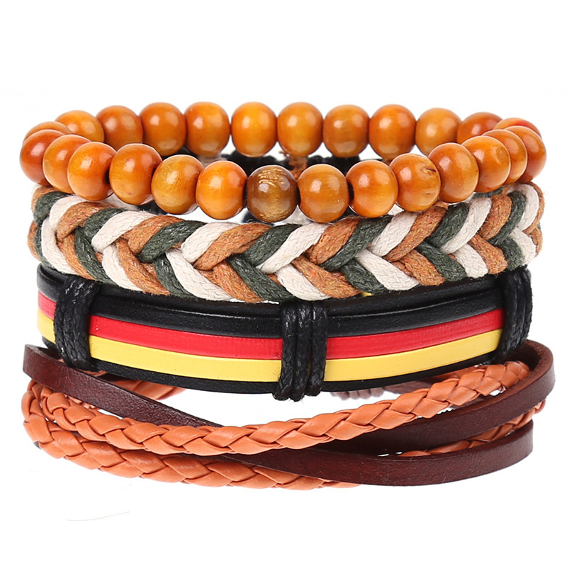New Vintage Braided Combination Set Cowhide Hand Rope Popular Diy Leather Bracelet Prop-Cosplay Instrumentality Project