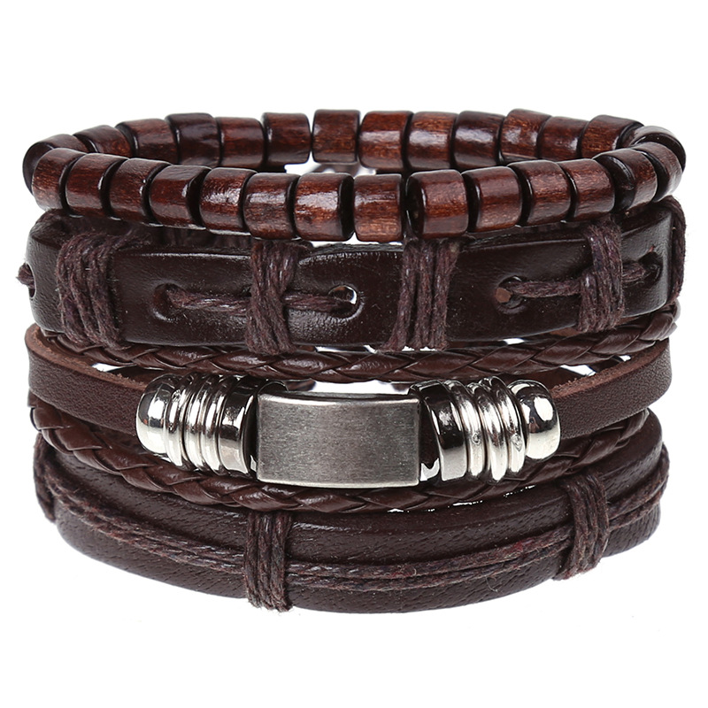 New Vintage Braided Combination Set Cowhide Hand Rope Popular Diy Leather Bracelet Prop-Cosplay Instrumentality Project