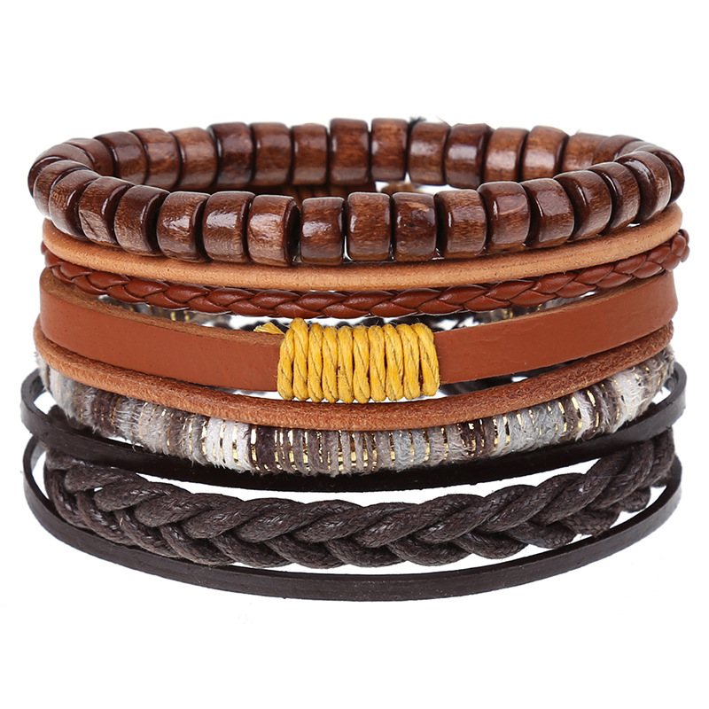 New Vintage Braided Combination Set Cowhide Hand Rope Popular Diy Leather Bracelet Prop-Cosplay Instrumentality Project