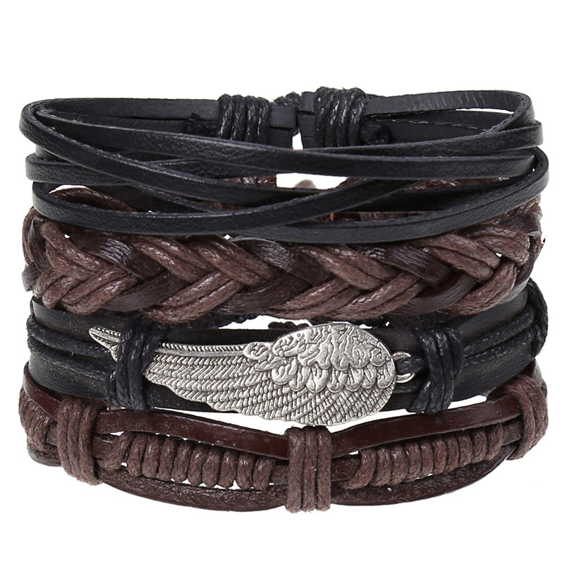 New Vintage Braided Combination Set Cowhide Hand Rope Popular Diy Leather Bracelet Prop-Cosplay Instrumentality Project