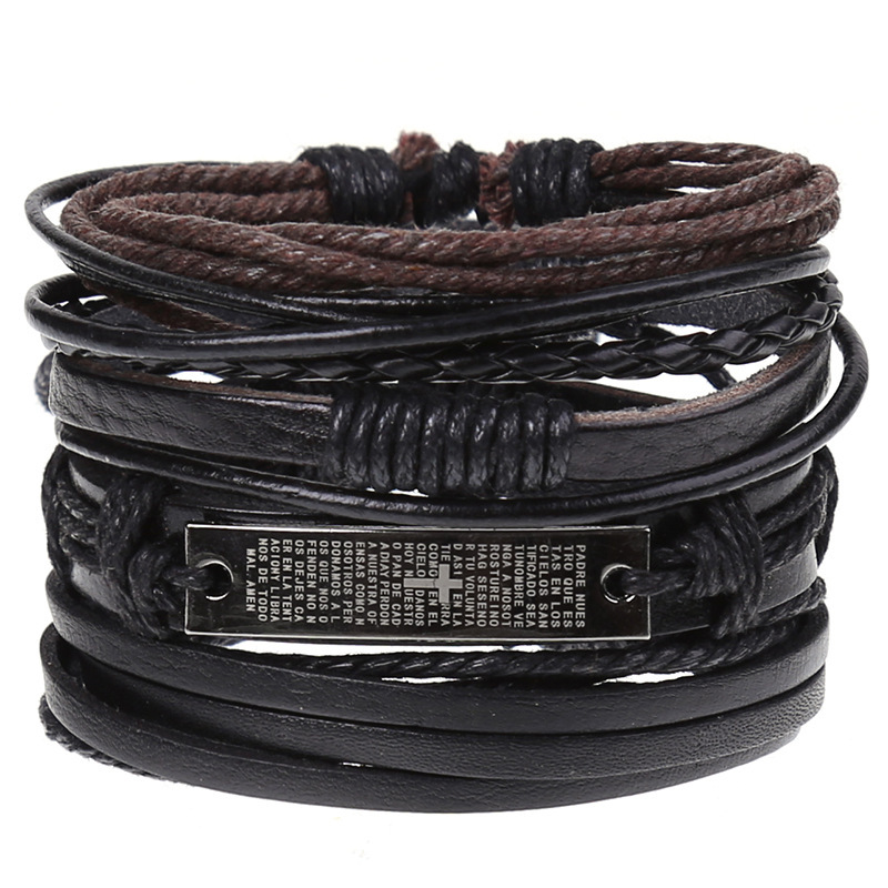 New Vintage Braided Combination Set Cowhide Hand Rope Popular Diy Leather Bracelet Prop-Cosplay Instrumentality Project