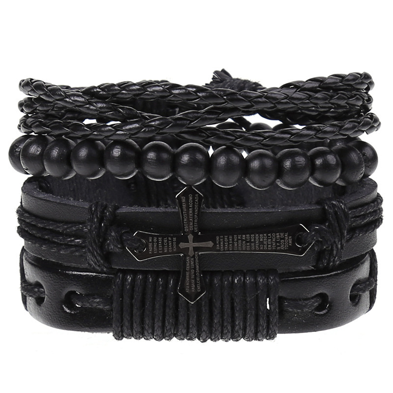 New Vintage Braided Combination Set Cowhide Hand Rope Popular Diy Leather Bracelet Prop-Cosplay Instrumentality Project