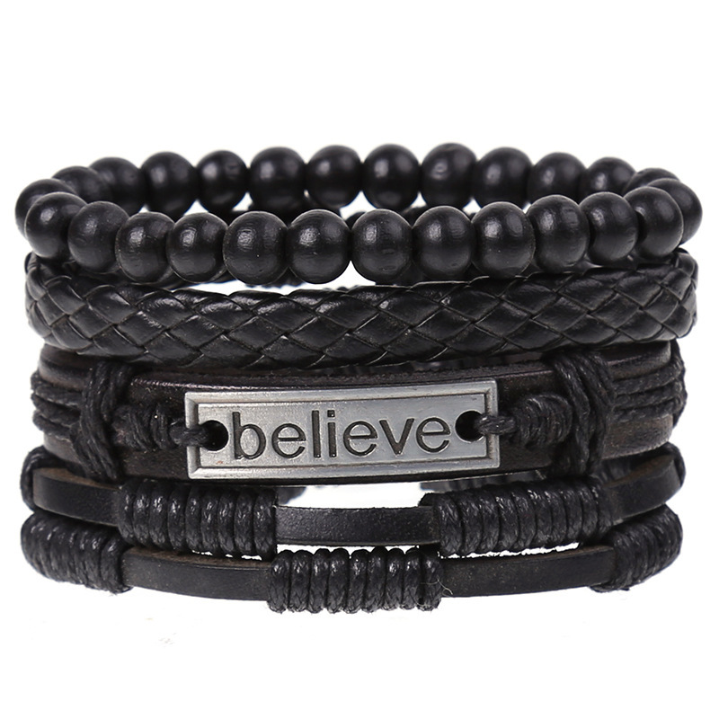 New Vintage Braided Combination Set Cowhide Hand Rope Popular Diy Leather Bracelet Prop-Cosplay Instrumentality Project