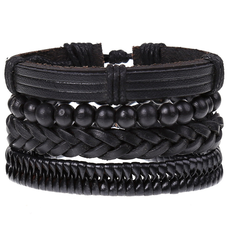 New Vintage Braided Combination Set Cowhide Hand Rope Popular Diy Leather Bracelet Prop-Cosplay Instrumentality Project