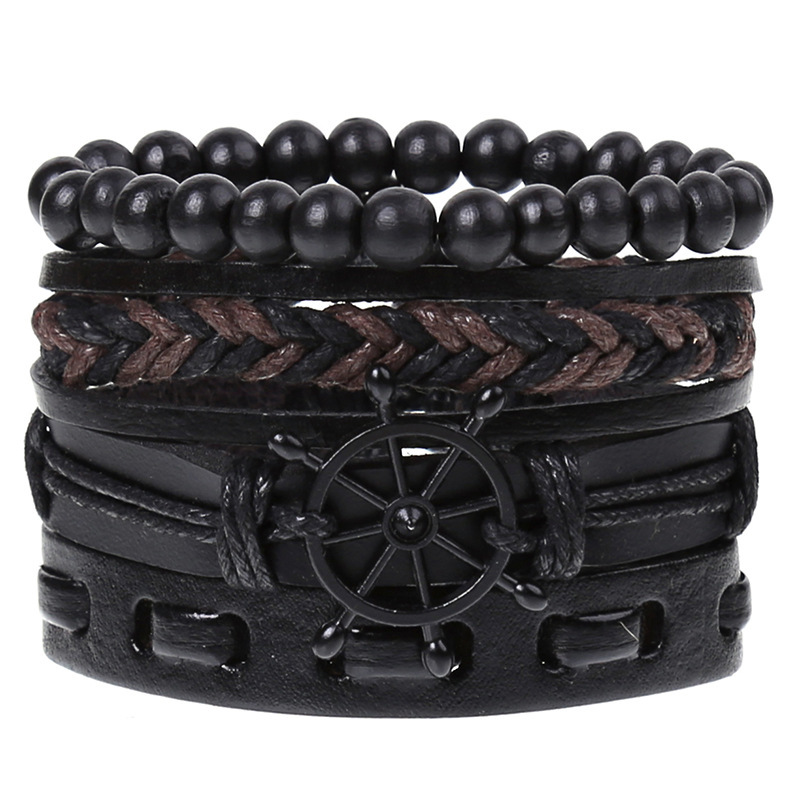 New Vintage Braided Combination Set Cowhide Hand Rope Popular Diy Leather Bracelet Prop-Cosplay Instrumentality Project