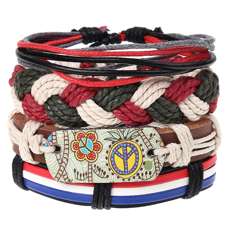 New Vintage Braided Combination Set Cowhide Hand Rope Popular Diy Leather Bracelet Prop-Cosplay Instrumentality Project