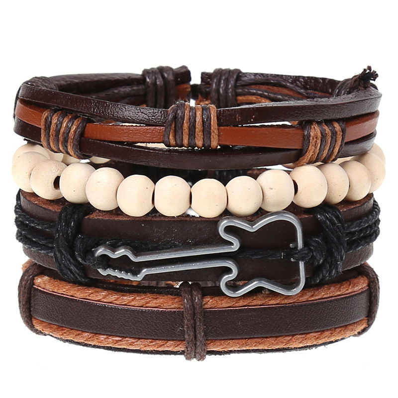 New Vintage Braided Combination Set Cowhide Hand Rope Popular Diy Leather Bracelet Prop-Cosplay Instrumentality Project