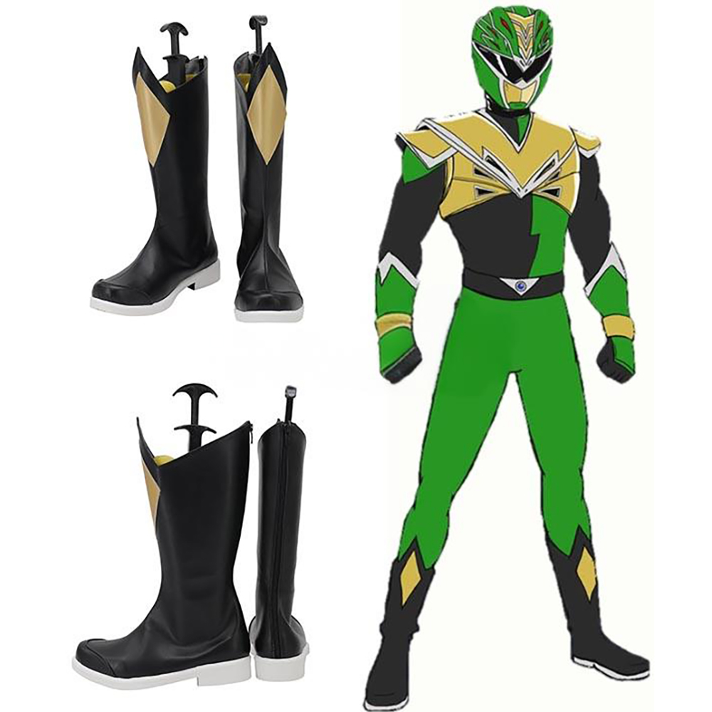 Power Rangers HyperForce HyperForce Green Black Shoes Cosplay Boots