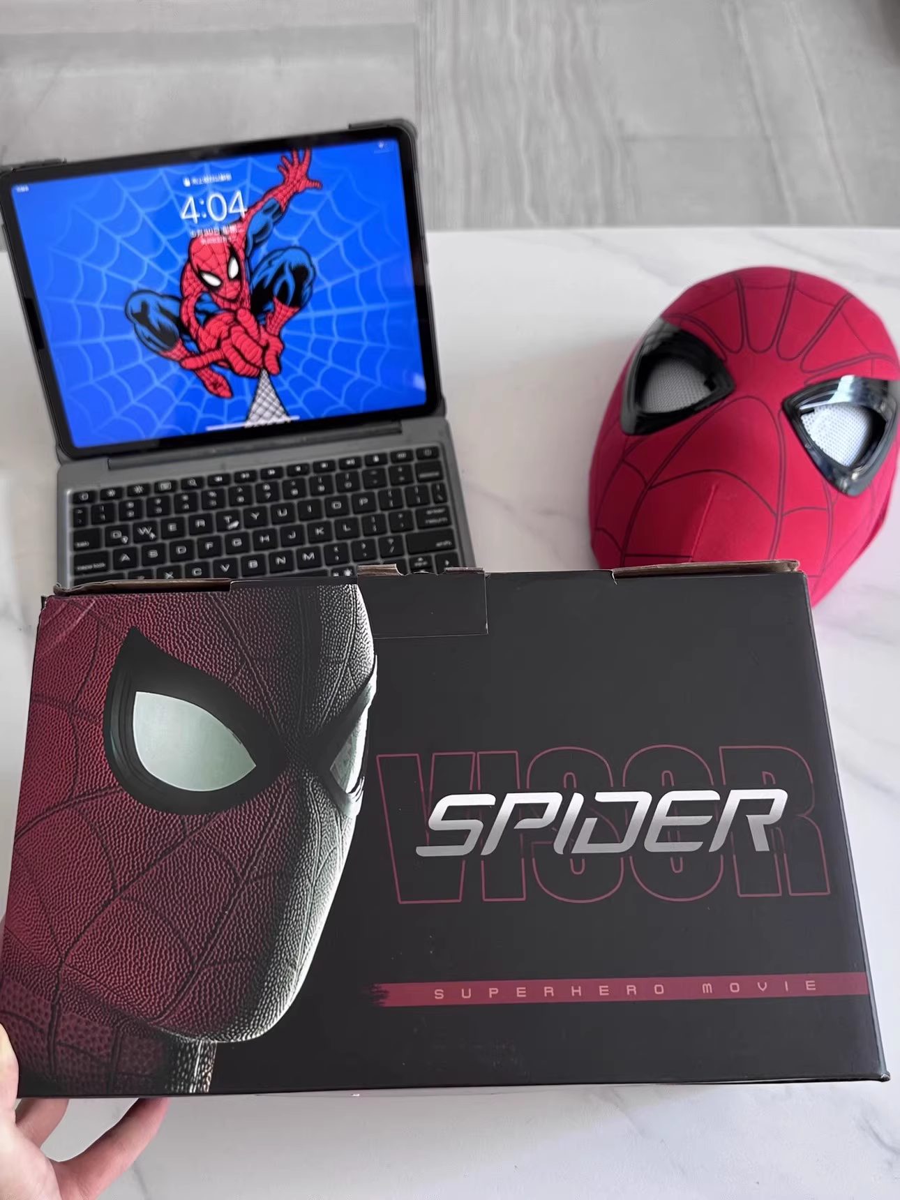 Spider-Man Manual Electric Headgear Eyes Movable Ultra Mask Halloween Cosplay Prop-Cosplay Instrumentality Project