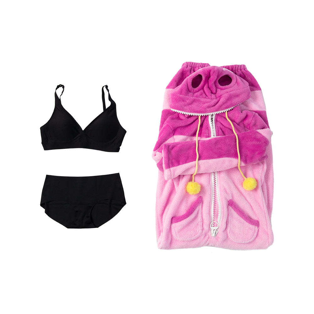 Street Fighter VI 6 Juri Skin Cosplay Costume Plush Onesie Pajama and Bra Set Kawaii Homewear-Cosplay Instrumentality Project