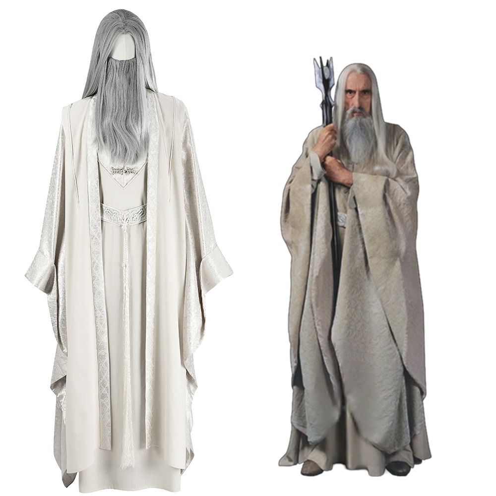 TLOR The Lord of the Rings  The Fellowship of the Ring Saruman the White Cosplay Costume