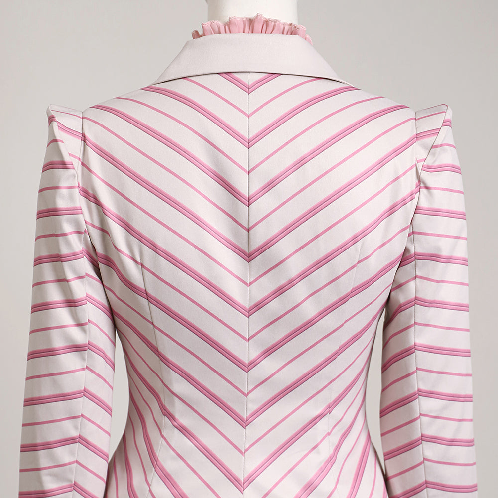 Wicked (2024) Glinda Arduenna Pinstripe Suit Cosplay Costume
