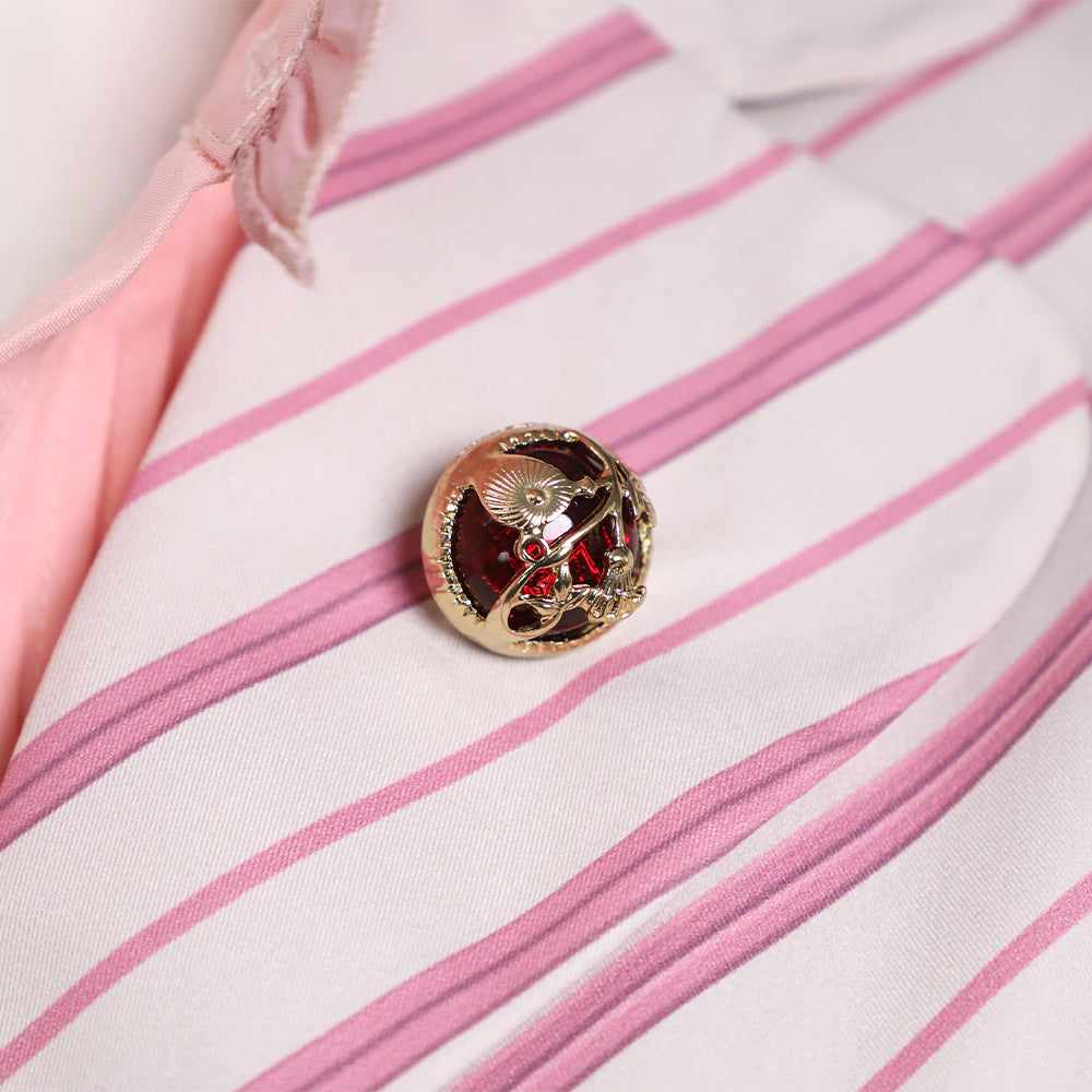 Wicked (2024) Glinda Arduenna Pinstripe Suit Cosplay Costume