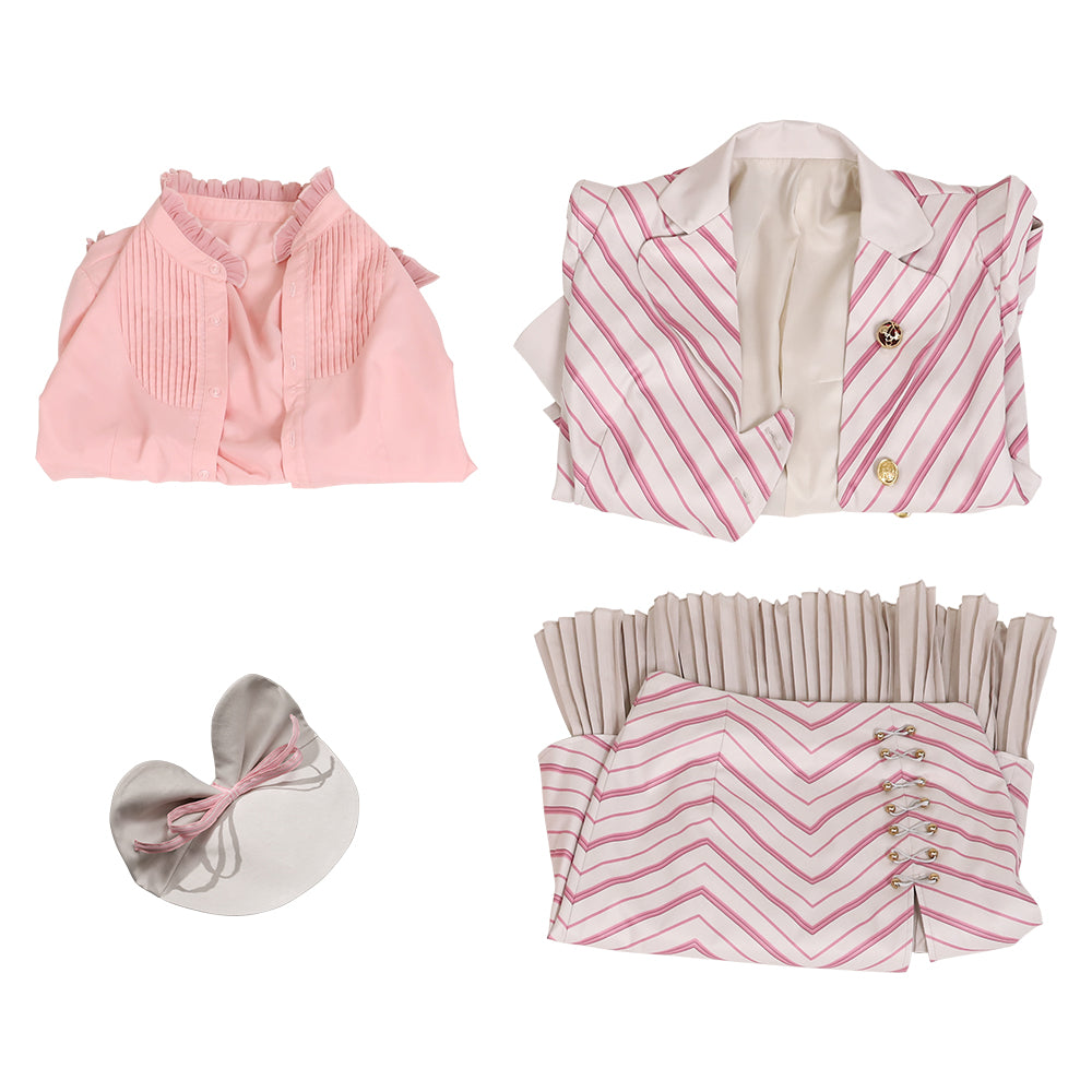 Wicked (2024) Glinda Arduenna Pinstripe Suit Cosplay Costume