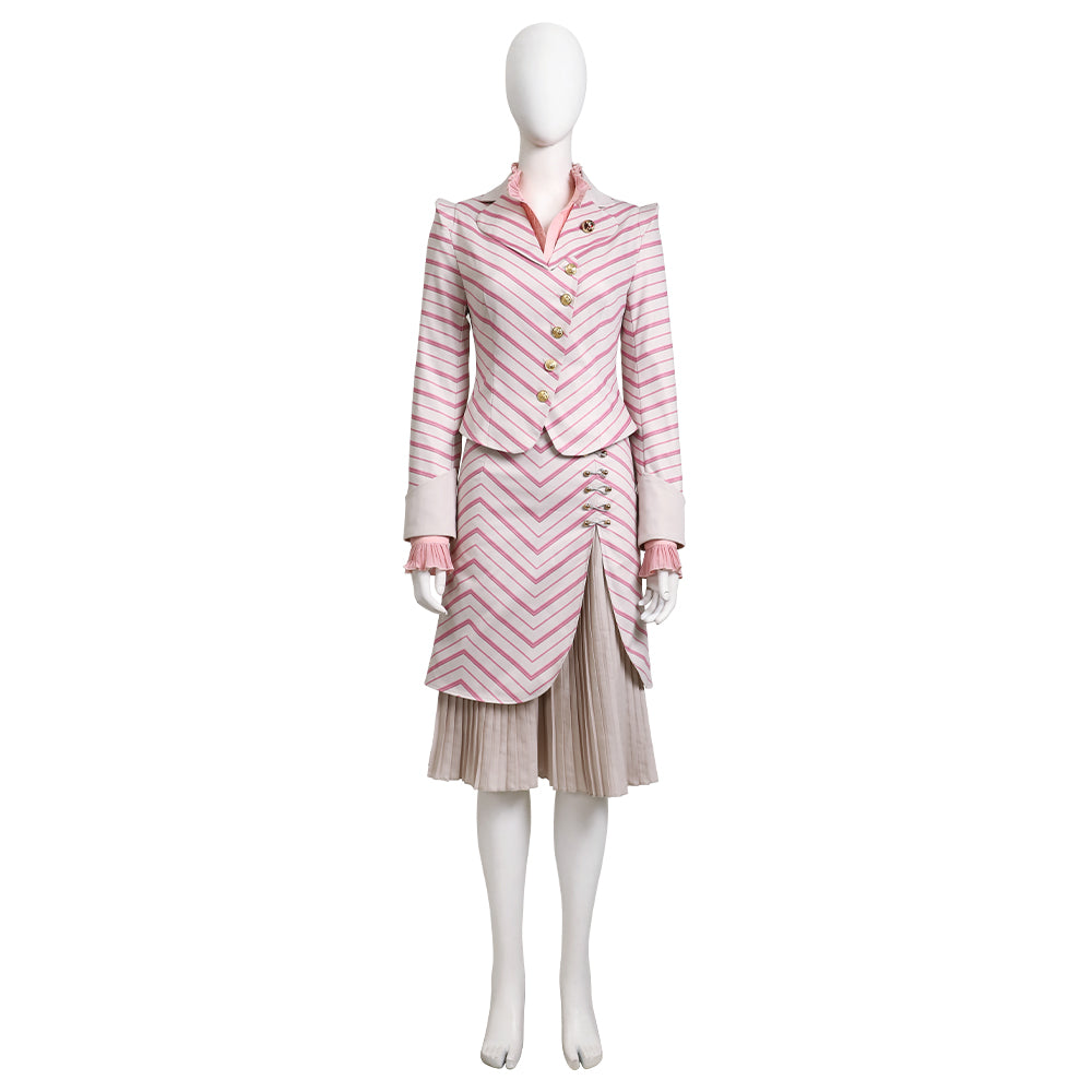 Wicked (2024) Glinda Arduenna Pinstripe Suit Cosplay Costume